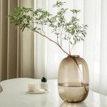Large Brown Glass Floor Vase for Decor