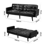 Oikiture Black 3-Seater Adjustable Sofa Bed