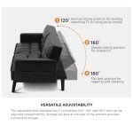 Oikiture Black 3-Seater Adjustable Sofa Bed