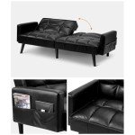 Oikiture Black 3-Seater Adjustable Sofa Bed