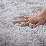 Fluffy Grey White Shag Area Rug for Home