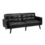 Oikiture Black 3-Seater Adjustable Sofa Bed