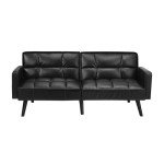 Oikiture Black 3-Seater Adjustable Sofa Bed