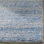 Blue and Silver Power Loomed Adirondack Rug, 0.6m x 1.2m
