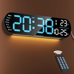 14'' LED Digital Wall Clock with Remote Control