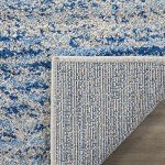 Blue and Silver Power Loomed Adirondack Rug, 0.6m x 1.2m