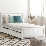 Modern White Wooden Bed Frame with 2 Drawers