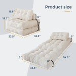 Beige MAXYOYO Convertible Folding Sofa Bed Chair