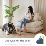 Beige MAXYOYO Convertible Folding Sofa Bed Chair