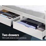 Modern White Wooden Bed Frame with 2 Drawers