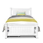 Modern White Wooden Bed Frame with 2 Drawers