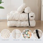 Beige MAXYOYO Convertible Folding Sofa Bed Chair