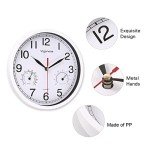 Vigorwise 8-Inch Silent Wall Clock with Humidity
