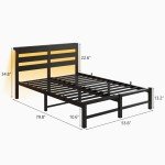 Full Size Metal Bed Frame with USB & LED