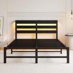 Full Size Metal Bed Frame with USB & LED