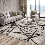 Leesentec Soft Geometric Stripe Area Rug – Beige