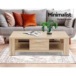 Modern Wooden Coffee Table with Storage Drawers