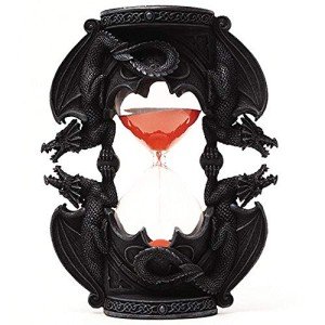 Black Dual Dragon Hourglass Sand Timer Statue