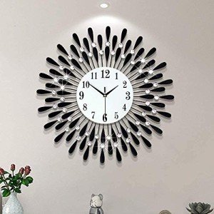 Black Metal Silent Drop Wall Clock with Glass Dial