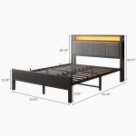 Full Size Bed Frame with LED Lights & Storage