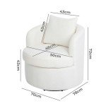 LEVEDE Beige Round Swivel Chair with Lumbar Pillow