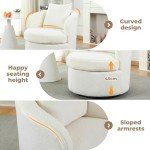 LEVEDE Beige Round Swivel Chair with Lumbar Pillow