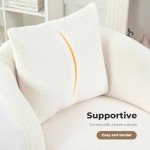 LEVEDE Beige Round Swivel Chair with Lumbar Pillow