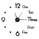 Modern 3D Frameless Silent Wall Clock - Black