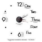 Modern 3D Frameless Silent Wall Clock - Black
