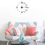 Modern 3D Frameless Silent Wall Clock - Black