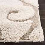 Cream and Beige Florida Shag Area Rug 0.9m x 1.5m
