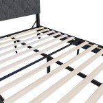 Double Bed Frame with LED Shelf and Tufted Headboard