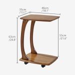 C Shaped Rolling End Table – Walnut Finish