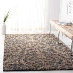 Florida Shag Grey and Beige Rectangular Rug 0.9m x 1.5m