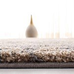 Florida Shag Grey and Beige Rectangular Rug 0.9m x 1.5m