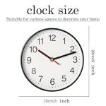 Modern Silent Battery Wall Clock - 8 Inch Black