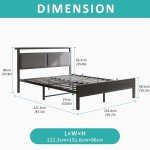 Queen Size Fabric Upholstered Bed Frame with Storage