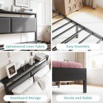 Queen Size Fabric Upholstered Bed Frame with Storage