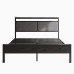 Queen Size Fabric Upholstered Bed Frame with Storage