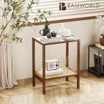 Rattan Side Table with Glass Top and Storage