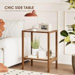 Rattan Side Table with Glass Top and Storage