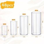 Set of 4 Clear Glass Cylinder Vases