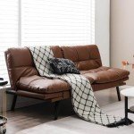 Brown Convertible Futon Sofa Bed with Adjustable Backrest