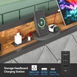 Double Metal Bed Frame with Storage and USB Ports