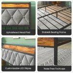 Double Metal Bed Frame with Storage and USB Ports