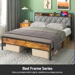 Double Metal Bed Frame with Storage and USB Ports