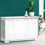 White Sliding Door Buffet Sideboard with Shelves