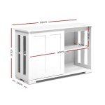 White Sliding Door Buffet Sideboard with Shelves