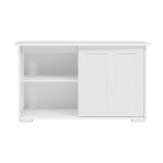 White Sliding Door Buffet Sideboard with Shelves