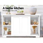 White Sliding Door Buffet Sideboard with Shelves